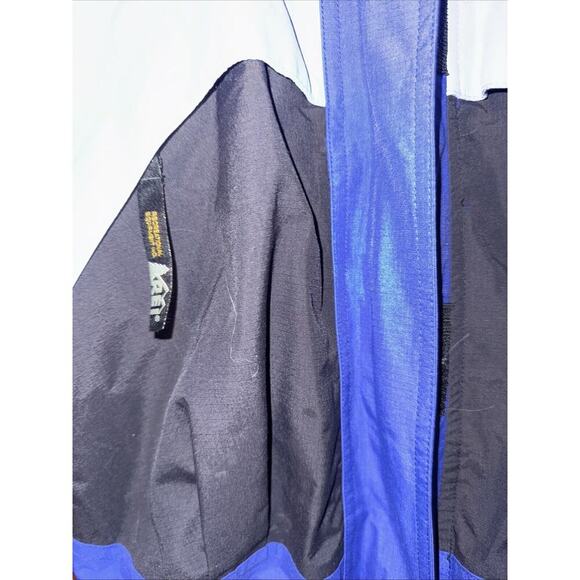 REI Women's Coat Gorpcore Full Zip Stowable Hood Blue Size M Cinch Waist AY - Picture 2 of 9